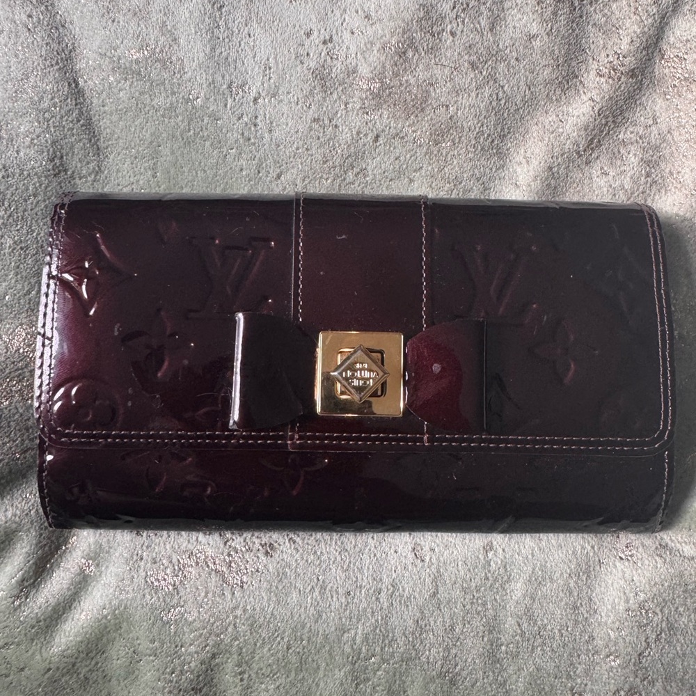 Louis Vuitton Brown Croc-Embossed Wallet with Gold Clasp